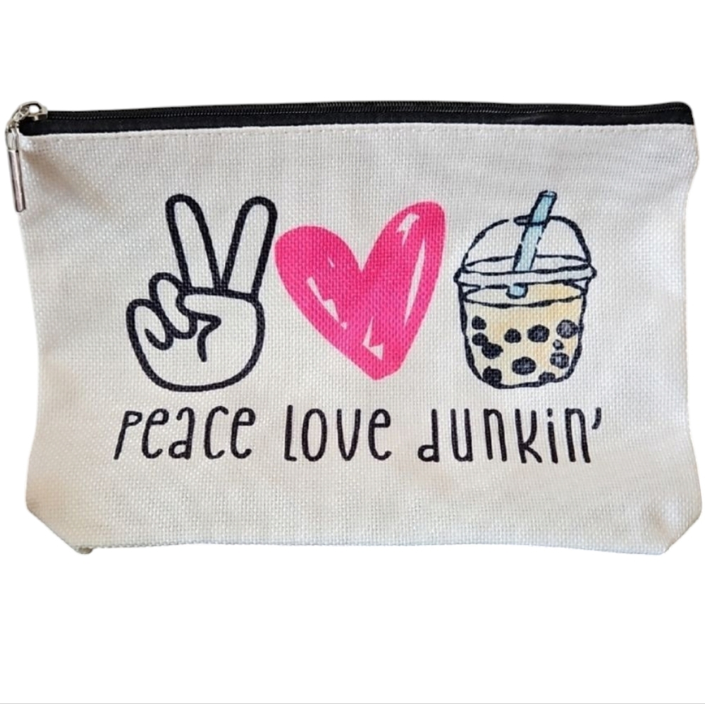 Peace Love Dunkin' Graphic Cosmetic Bag